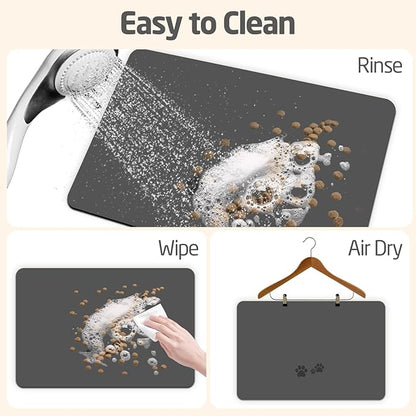 Pet Feeding Mats-Absorbent Dog Mat for Food and Water Bowl, Dog Accessories Pet Supplies, Quick Dry No Stains Water Dispenser Mat for Pet, Non-Slip Bowl mat for Messy Drinkers