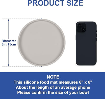 Arespark Pet Silicone Food Mat, Set of 4 Nonslip Waterproof Feeding Bowl Mat with Raised Edges for Food and Water Prevent Spills, Round Eating Tray for Dog Cat Puppy Kitten, 6'' x 6''