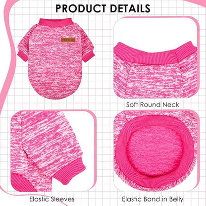 3 Pack Dog Sweaters for Small Dogs Girl Boy Winter Fleece Clothes Warm Soft Dog Sweatshirt Outfit for Dogs Cats Pet Apparel