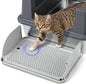 Cat Litter Box Step with Removable Splash-Proof Baffles, Large Pet Ramp for Litter Box with Filter Function Double Layer Cat Pedal Footrest Splash-Proof Easy to Clean (Light Grey)