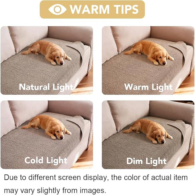 H.VERSAILTEX Non Slip Pet Couch Cover Chenille Dog Bed Protector Thick Soft Sofa Slipcover Pet Friendly Washable Couch Cushion Covers for Pets (40" x 50", Taupe)