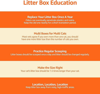 Amazon Basics No-Mess Hooded Enclosed Cat Litter Box with Odor Control and Swinging Door, Large, 24" x 18" x 17", Multicolor