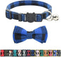 Cat Collar Breakaway with Bell and Bow Tie, Plaid Design Adjustable Safety Kitty Kitten Collars(6.8-10.8in) (Blue Plaid 3)