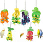 Natural Wood Parrot Toys Set of 6 Pieces for Small to Medium Parrots, Safe and Durable Bird Chew Toys, Fun and Colorful Hanging Accessories for Cage, Non-Toxic and Eco-Friendly Avian Toys