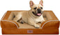 Comfort Expression Orthopedic Dog Bed for Medium Dogs 30x20 Inch, Waterproof Supportive Egg Crate Foam Medium Pet Bed with Removable Bolsters, Dog Couch with Washable Cover & Non-Slip Bottom, Orange