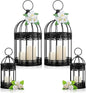 Sliner 4 Pcs Birdcage Candle Holder Valentine Decorative Bird Cages for Weddings Vintage Candlestick Holders Metal Lanterns Model Wedding Candle Centerpieces for Tables Valentine Home Decor(Black)