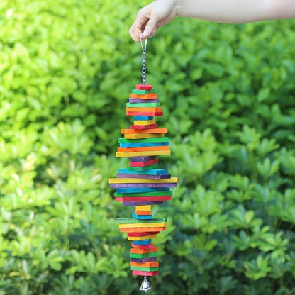 Bird Chewing Toy Large Medium Parrot Cage Bite Toys African Grey Macaws Cockatoos Eclectus Amazon (Rainbow-23.2inch)