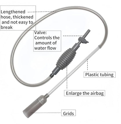 Aquarium Vacuum Gravel Cleaner, Aquarium Siphon, Aquarium Cleaning Tools, Fish Tank Cleaner, Long Hose & Cleaning 1.7m Long, Water Change and Sand Washing, Medium,Small - Fish Tanks