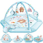 Baby Gym Play Mat, 8-in-1 Tummy Time Mat & Ball Pit with 6 Toys, Washable Baby Activity Mat for Visual, Hearing, Sensory, Motor Development, Baby Gift for Newborn Infant 0-3-6-9-12 Months (Blue)