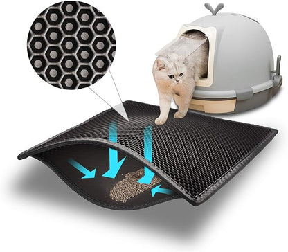 Pieviev Cat Litter Mat Double Layer Waterproof Urine Proof Trapping Mat 1 Pack (Black, 24x15 Inch (Pack of 1))