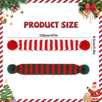 BWOGUE 2-Piece Knitted Dog Christmas Scarf & Bandana with Red and Green Pom Poms for Medium/Large Dogs - Winter Warm Holiday Pet Costume Accessory (Red, Green)