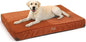 FFUKUMARU Dog Bed, Thickened Corduroy Orthopedic Dog Beds with Washable Cover, XL Waterproof Dogs Bed for Crate, 28D Egg Crate Foam Support Pet Mat, Cozy Pet Bed Pad with Anti-Slip Bottom, Orange