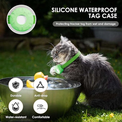 Cat Tracker, MINI GPS Tracker for Cats, No Monthly Fee Pet Tracker Compatible with Apple Find My App(Only iOS), Real-Time Tracking, Smart Alerts, Up to 1-Year Battery, Waterproof