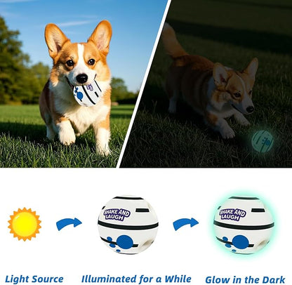Glow in The Dark Dog Toys Ball, Interactive Dog Ball, Shaking with Gibbering Sound, L, 3.94 in (10 cm)