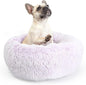 Calming Donut Dogs Beds for Small Dogs Washable,23inch Plush Round Pet Bed for Cozy Sleep,Fluffy Faux Fur Large Cat Bed,Fits up to 25 lbs Pets,Gradient Purple