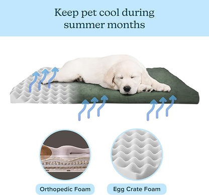 Water-Resistant Dog Bed - Orthopedic Dog Bed with Removable Washable Cover, Non-Slip Bottom, and Egg Crate Style Foam - 25.5in Small Pet Bed - Puppy Essentials by PETMAKER (Green)