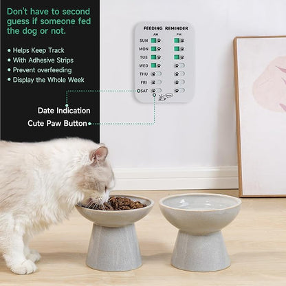 YAUYIK Dog Feeding Reminder, Puppy Feeding Schedule Chart, AM/PM Daily Indication Chart Feed/Walk Your Pets, Helps You to Track Pet Feeding & Walking (White)