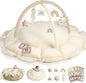 Little Dove 5-in-1 Convertible Baby Play Gym with 6 Toys, Tummy Time Mat for Sensory Development, Baby Activity Center for Newborn & Toddler, Ball Pit, Soft Pet Mat, No Ball Included Cream