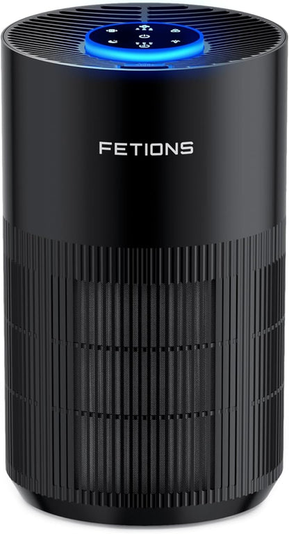 Air Purifiers for Bedroom with H14 True HEPA, Quiet Air Cleaner With Sleep Mode Night Light, Small Air Purifier Covers Up to 1200ft², 360° Air Intake, 3 Speeds, Timer, Aroma Function, Black