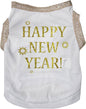 Petitebella Bling Happy New Year Puppy Dog Shirt (White/Gold, XXX-Large)