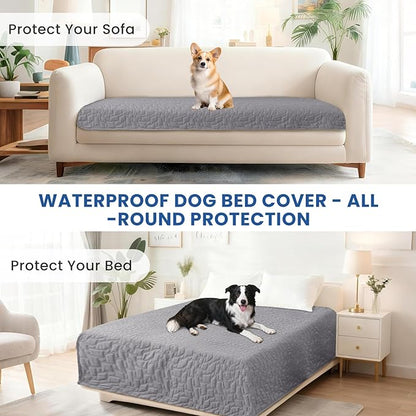 Waterproof Couch Covers for Pets, Waterproof Dog Bed Cover, Anti-Slip Soft Dog Blankets, Couch Cover for Dogs Washable, Pet Blanket for Puppy Large Dogs Cat (30x70 Inch, Light Grey)
