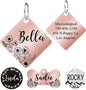 Ultra Joys Stainless Steel Pet ID Tags - Personalized Front and Back Engraving, Customized Dog and Cat Tags, Optional Engraved on Both Sides, Diamond Flower Rose Large