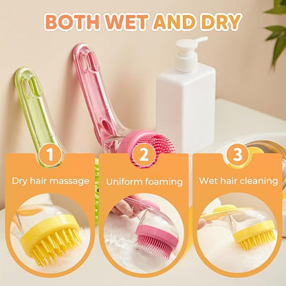 Pet Bath Brush, 2025 New 2 in 1 Dog Bath Brush with Built-in Shampoo Dispenser, Pet Wash Brush for Bathing Dog Grooming Massage Brush for Long Short Haired Dogs Cats Shower (Green, Coarse teeth)