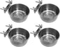 Tfwadmx 4 Pcs Stainless Steel Bird Bowls with Clamp,Clamp Holder Coop Cup,Bird Dishes for Cage, Cage Water Bowl for Cockatiels Lovebird Budgie Chinchilla