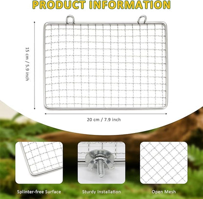 Stainless Steel Bird Perch for Cage, Open-Grid Easy Clean Parrot Perch Stand Platform, Claw-Friendly Grip Bird Cage Accessories for Cockatiel, Conure, Budgie, Parakeet, Small Medium Birds