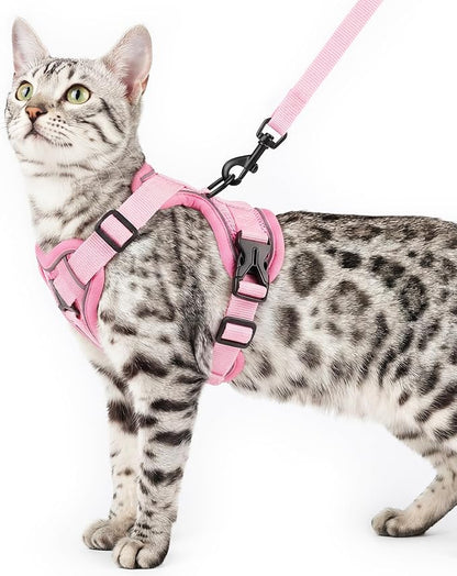 Cat Harness and Leash Set Escape Proof Tactical Small Kitten Harness Emotional Support Cat Vest, Pink, S