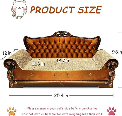 Luxury Cardboard Cat Scratcher Sofa Bed, Couch Shaped Scratching Board, Scratch Lounge with Catnip, Cat Scratcher for Indoor Cats Large Brown