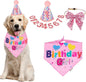 ADOGGYGO Dog Birthday Party Supplies, Pink Girl Puppy Birthday Bandana Hat Numbers Bow Set for Large and Extra Large Dogs (X-Large)