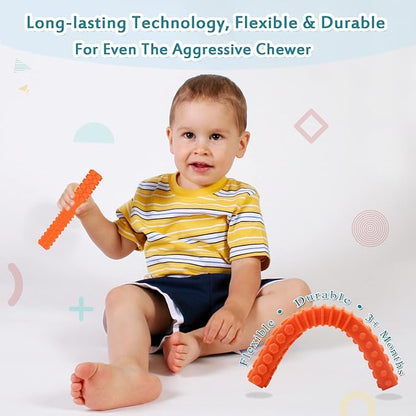Xtra Tough Sensory Chew Toys for Autistic, 5 Pack Chew Toys for Aggressive Chewers Kids with ADHD, Autism, SPD, Silicone Chew Sticks Oral Motor Stimulation for Kids Sensory with Special Needs