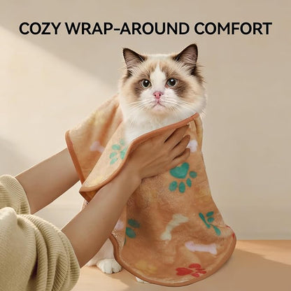LINENLUX 1 Pack 3 Blankets Super Soft Fluffy Premium Fleece Dog Blankets for Puppy Cat Pet Blanket Flannel Throw Warm Sleep Bones and Claws 31x20 inches
