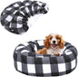 Round Dog Bed Cover Washable Elastic Edged Pet Bed Protector with Black Lattice Pattern Design for Medium & Small Pet Beds, Cover Only (Lattice, 30×9.8 Inch)