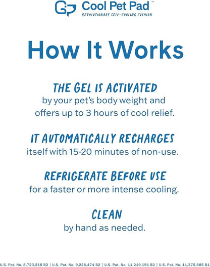 The Green Pet Shop Cool Pet Pad - Large, Sage Grey - Self-Cooling, Pressure Activated Mat for Dogs & Cats from 46-80 lbs - Non-Toxic Gel, No Water Needed