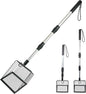 Cat Litter Scoop with Extendable Long Handle, 22.2"-42.5" No Bending Back Metal Kitty Litter Scoop, Large Non-Stick Wide Flat Head Heavy Duty Cat Pooper Scooper