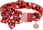 Christmas Dog Collar with Flower, Christmas Flower Collar for Puppy Girl Boy Dog or Cat, Comfortable Dog Collar Flower with Durable Metal Buckle, Cute Pet Collar, S