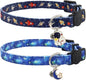 Cat Collar Breakaway, 2 Pack Cotton Cats Collars with Bells, Cute Astronaut Shaped for Girl Boy Kittens