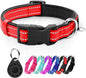 azuza Reflective Dog Collar with Airtag Holder, Soft Neoprene Padded Pet Collar with ID Tag Ring, Adjustable for Medium Dogs,Red,M