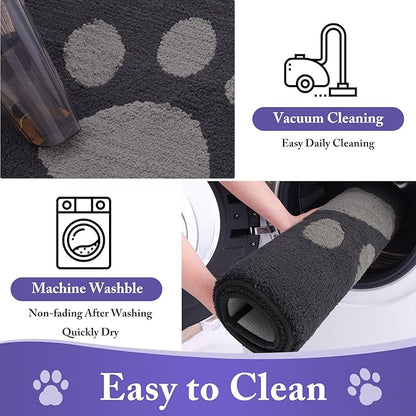 Buganda Dog Door Mat for Muddy Paws, Absorbent Dirt Trapper Washable Indoor Doormats, Non Slip Low-Profile Mud Mat for Dogs, Front Entrance Doormat for Inside Floor (30x20 Inches, Dark Grey)