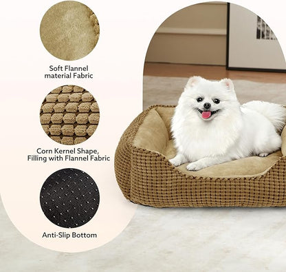 MIXJOY Large Dog Bed for Large Medium Small Dogs, Rectangle Washable Orthopedic Dog Bed, Soft Calming Sleeping Puppy Bed Durable Pet Cuddler with Anti-Slip Bottom L(30"x24"x9")