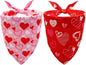 Valentine's Day Dog Bandanas Set 2PCS-Large,Heart Bandanas for Weddings and Holiday Party Costumes,Pet Scarves for Boys and Girls,Dog Outfit Gifts for Medium to Large Dogs(Pink&Red)