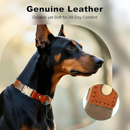 Plutus Pet Genuine Leather & Hemp Dog Collar – Adjustable Heavy Duty Pet Collar with Quick Release Metal Buckle, Soft & Stylish for Puppy and Small, Medium, Large Dogs (Ash Brown, S)