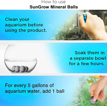 SunGrow Betta Balls, Water Conditioner with Over 30 Beneficial Elements for Tropical Fish, Freshwater Fish Tank pH Balance Decor, 0.3” Betta Fish Tank Accessories, 10 Pcs per Pack