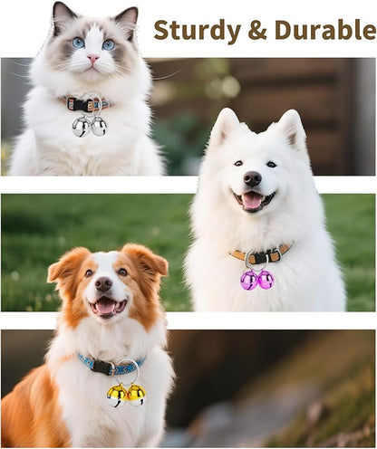 Dog Collar Bells, 2 Pack Extra Loud Dog & Cat Bells for Tracking & Safety, Stainless Steel Pet Tracker Training Bells for Small Medium Large Dogs & Cats (Multi-Color)