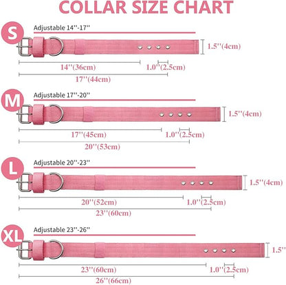 Heavy Duty Tactical Dog Collar - 1.5" Width Military Durable Thick Nylon with Adjustable Metal D Ring & Buckle Working Training K9 Collar for Medium Large Dogs (M(17"-20"), Pink)