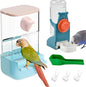 BNOSDM Automatic Bird Feeder Water Dispenser Set No Mess Bird Cage Feeders Parrot Cage Accessories Transparent Seed Food Container with Perch for Finches Parakeets Budgies Lovebirds Canaries (Blue)