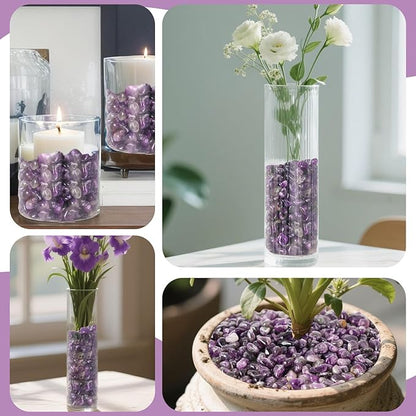 JOHOUSE Polished Gem Stones Rocks Crystals 1 Lb/450g Natural Tumbled Stones Amethyst Crystal Chips Bulk for Fish Tank Rocks Gravel, Vase Filler, Plants Decor