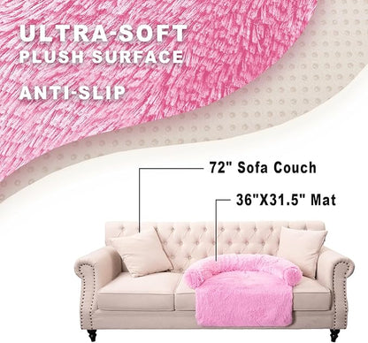Tinaco Luxurious Calming Dogs/Cats Bed Mats, Dog Pad Washable Removable Couch Cover, Plush Long Fur Mat for Pets, Waterproof Lining, Perfect for Small, Medium and Large Dogs and Cats (Pink, 36"x31")
